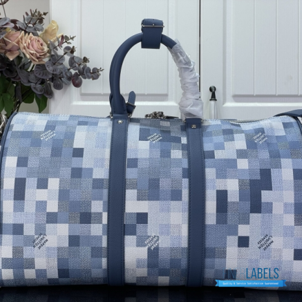 LV Keepall Bandoulière 45 (Denim Blue Damoflage Coated Canvas)