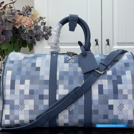 LV Keepall Bandoulière 45 (Denim Blue Damoflage Coated Canvas)