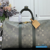 LV Keepall Bandoulière 45 (Khaki Green Monogram Eclipse Coated Canvas)
