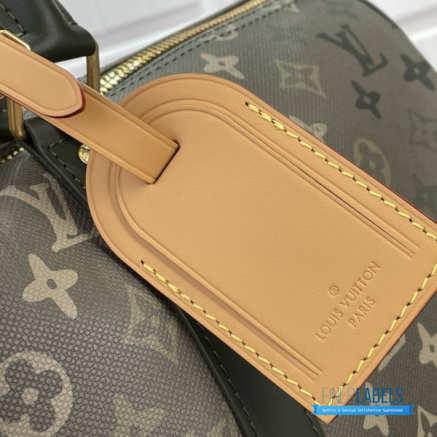 LV Keepall Bandoulière 45 (Khaki Green Monogram Eclipse Coated Canvas)