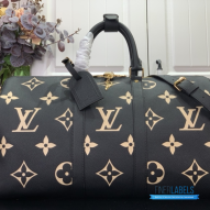 LV Keepall Bandoulière 45 (Black/Beige Monogram Empreinte Leather)
