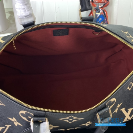 LV Keepall Bandoulière 45 (Black/Beige Monogram Empreinte Leather)