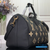 LV Keepall Bandoulière 45 (Black/Beige Monogram Empreinte Leather)