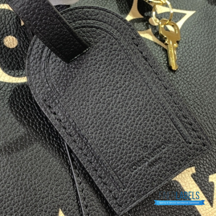 LV Keepall Bandoulière 45 (Black/Beige Monogram Empreinte Leather)