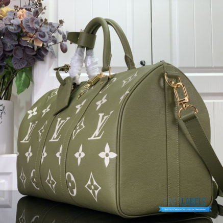 LV Keepall Bandoulière 45 (Khaki Green Monogram Giant Coated Canvas)