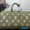 LV Keepall Bandoulière 45 (Khaki Green Monogram Giant Coated Canvas)