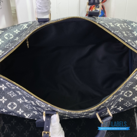 LV Keepall Bandoulière 45 (Ink Blue/White Monogram Shadow Leather)