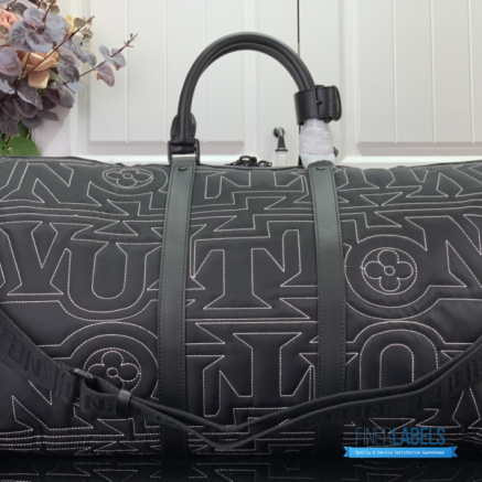 LV Keepall Bandoulière 45 (Black Nylon and Leather)