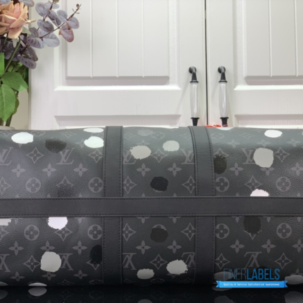 LV Keepall Bandoulière 45 (Monogram Eclipse Painted Dots (Black/Silver) Coated Canvas)