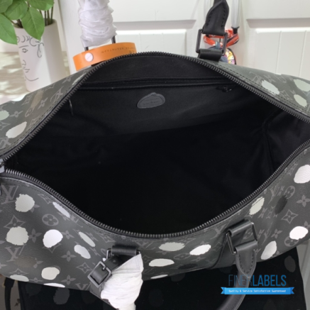 LV Keepall Bandoulière 45 (Monogram Eclipse Painted Dots (Black/Silver) Coated Canvas)