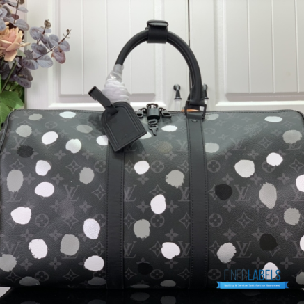 LV Keepall Bandoulière 45 (Monogram Eclipse Painted Dots (Black/Silver) Coated Canvas)