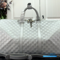 LV Keepall Bandoulière 50 (Silver Damier Glitter Leather)