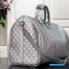 LV Keepall Bandoulière 50 (Silver Damier Glitter Leather)