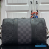 LV City Keepall 27 (Black Damier Infini Leather & Damier Graphite Canvas)