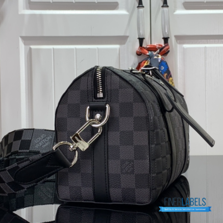 LV City Keepall 27 (Black Damier Infini Leather & Damier Graphite Canvas)