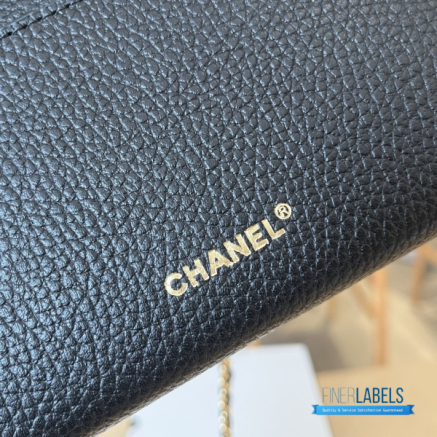 Chanel 26A Slim Vanity Case with Chain Small - Lunch Box (Black Grained Calfskin)