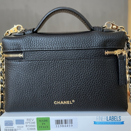 Chanel 26A Slim Vanity Case with Chain Small - Lunch Box (Black Grained Calfskin)