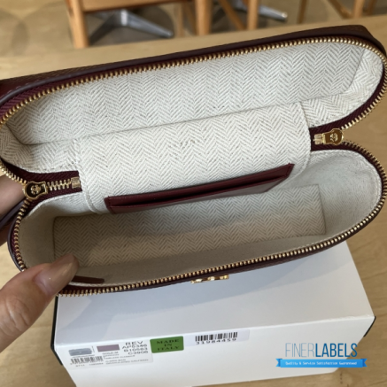 Chanel 26A Slim Vanity Case with Chain Small - Lunch Box (Maroon Grained Calfskin)