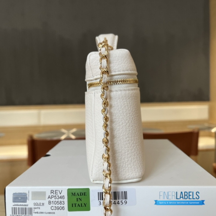 Chanel 26A Slim Vanity Case with Chain Small - Lunch Box (White Grained Calfskin)