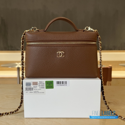 Chanel 26A Slim Vanity Case with Chain Small - Lunch Box (Brown Grained Calfskin)