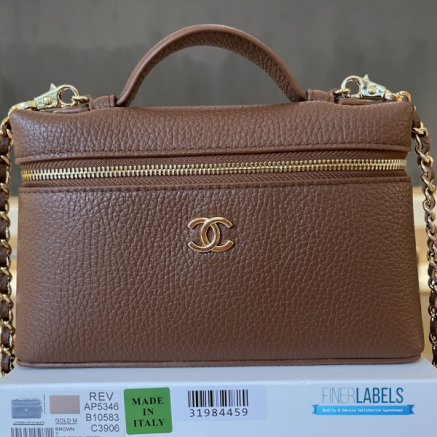 Chanel 26A Slim Vanity Case with Chain Small - Lunch Box (Brown Grained Calfskin)