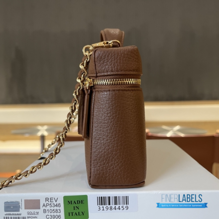 Chanel 26A Slim Vanity Case with Chain Small - Lunch Box (Brown Grained Calfskin)