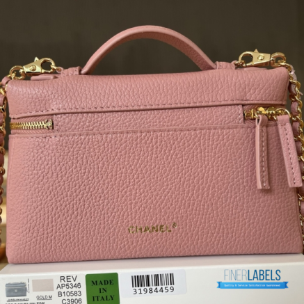Chanel 26A Slim Vanity Case with Chain Small - Lunch Box (Pink Grained Calfskin)