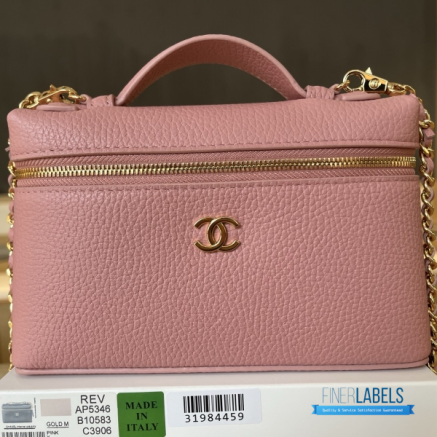 Chanel 26A Slim Vanity Case with Chain Small - Lunch Box (Pink Grained Calfskin)