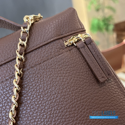 Chanel 26A Slim Vanity Case with Chain Medium- Lunch Box (Brown Granulated Calfskin)