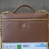 Chanel 26A Slim Vanity Case with Chain Medium- Lunch Box (Brown Granulated Calfskin)