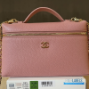 Chanel 26A Slim Vanity Case with Chain Medium- Lunch Box (Pink Granulated Calfskin)