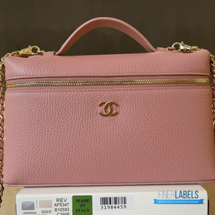 Chanel 26A Slim Vanity Case with Chain Medium- Lunch Box (Pink Granulated Calfskin)