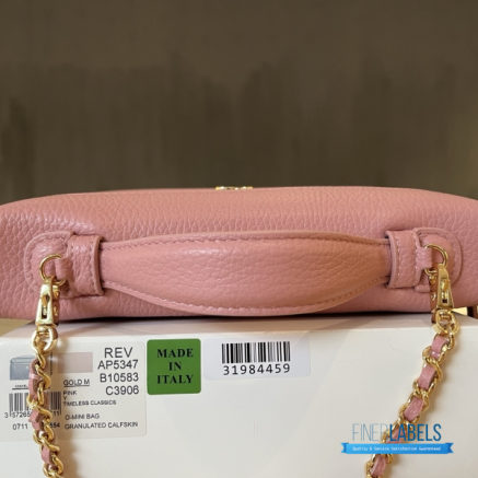 Chanel 26A Slim Vanity Case with Chain Medium- Lunch Box (Pink Granulated Calfskin)
