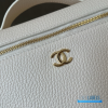 Chanel 26A Slim Vanity Case with Chain Medium- Lunch Box (White Granulated Calfskin)