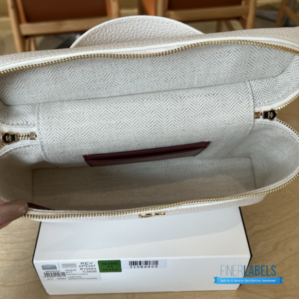 Chanel 26A Slim Vanity Case with Chain Medium- Lunch Box (White Granulated Calfskin)