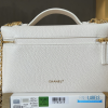 Chanel 26A Slim Vanity Case with Chain Medium- Lunch Box (White Granulated Calfskin)