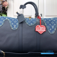 LV x Nigo Keepall Bandoulière 50 (Blue Monogram Denim and Navy Blue Taurillon Leather)