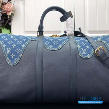 LV x Nigo Keepall Bandoulière 50 (Blue Monogram Denim and Navy Blue Taurillon Leather)