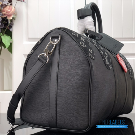 LV x Nigo Keepall Bandoulière 50 (Black Monogram Denim and Taurillon Leather)
