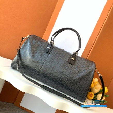 Goyard Boston 50 Travel Bag Black Tan