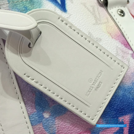 LV Keepall Bandoulière 50 (White Multicolor Watercolor Monogram Coated Canvas)