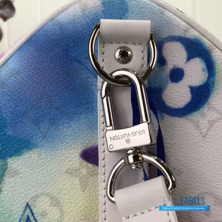 LV Keepall Bandoulière 50 (White Multicolor Watercolor Monogram Coated Canvas)