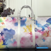 LV Keepall Bandoulière 50 (White Multicolor Watercolor Monogram Coated Canvas)