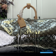 LV Keepall Bandoulière 50 (Silver Monogram Mirror Coated Canvas)