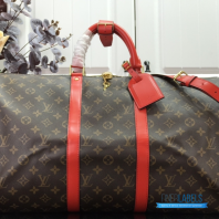 LV Keepall Bandoulière 50 (Coquelicot Monogram Coated Canvas)