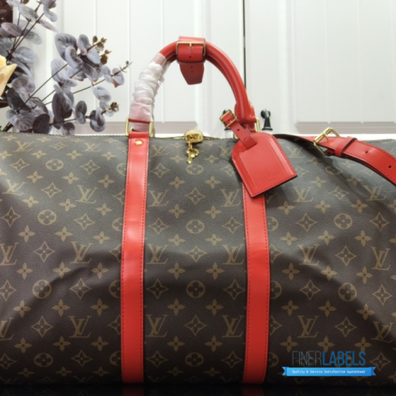LV Keepall Bandoulière 50 (Coquelicot Monogram Coated Canvas)