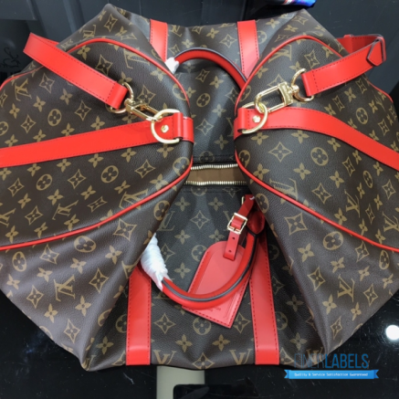 LV Keepall Bandoulière 50 (Coquelicot Monogram Coated Canvas)