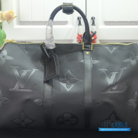 LV Keepall Bandoulière 45 (Black Monogram Empreinte Giant Leather)