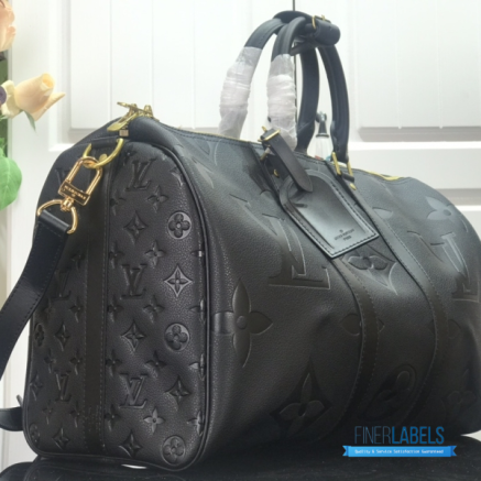 LV Keepall Bandoulière 45 (Black Monogram Empreinte Giant Leather)