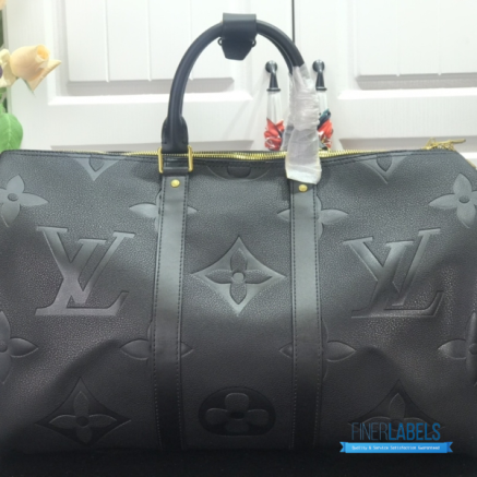 LV Keepall Bandoulière 45 (Black Monogram Empreinte Giant Leather)